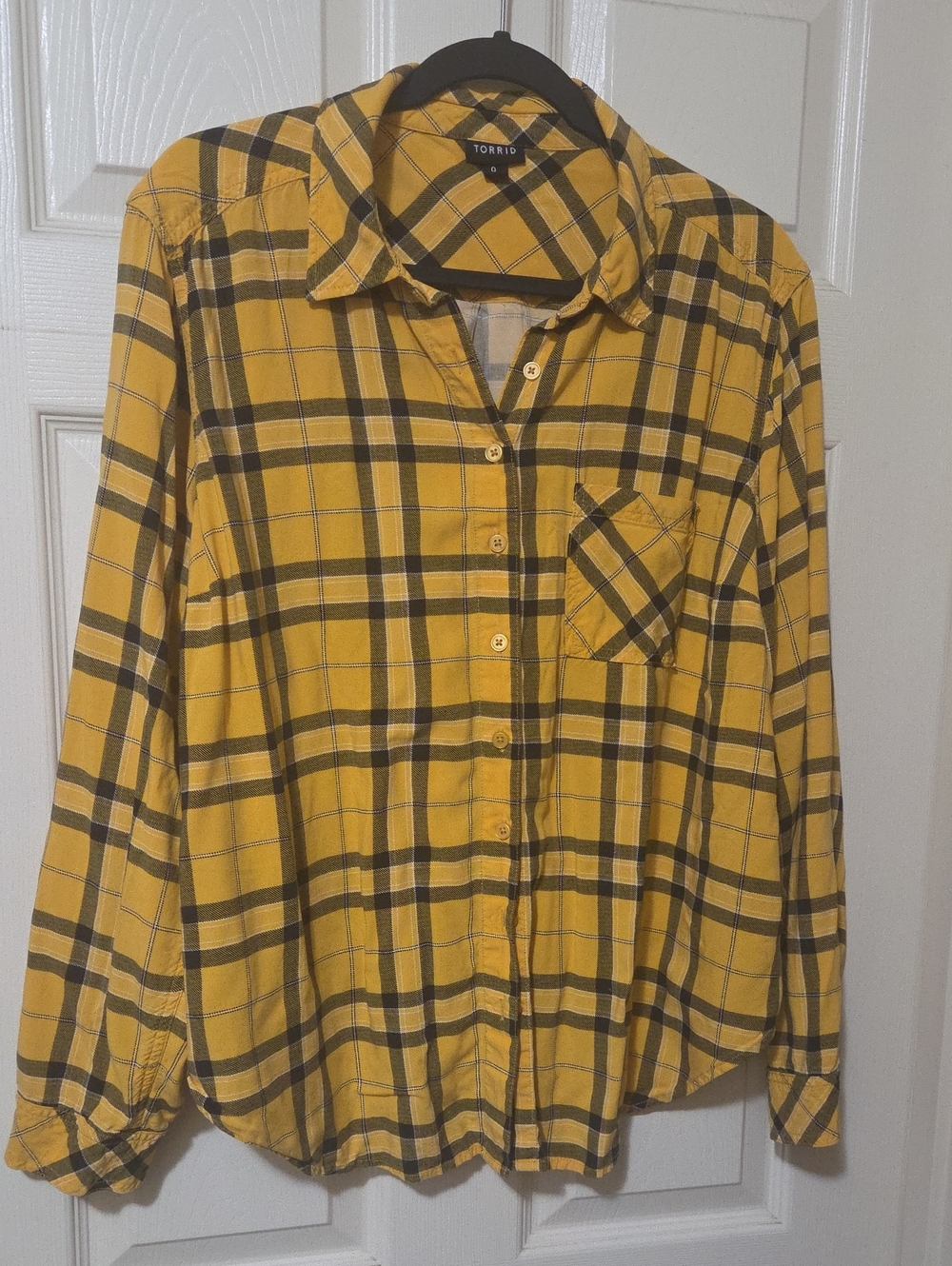 Torrid Yellow and Black Plaid Button-Down Shirt